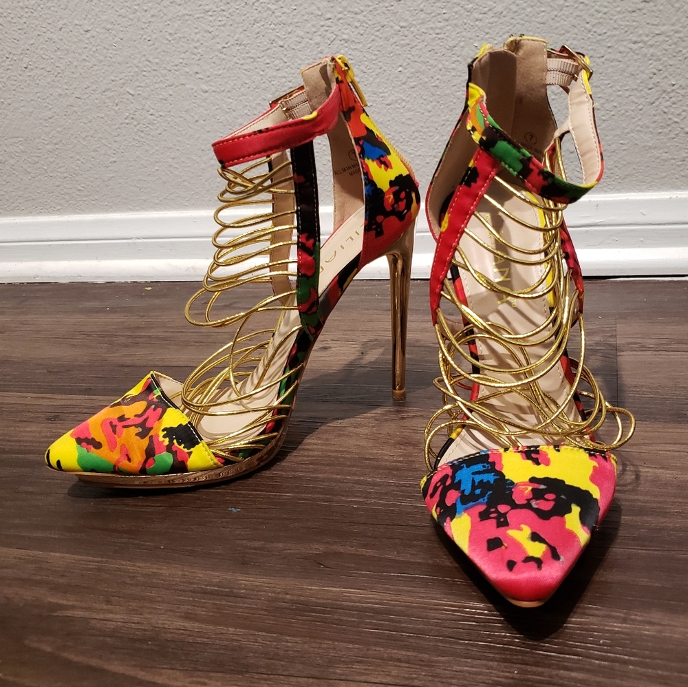 Eclectic Colorful Camoflage Heels